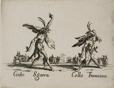 Cicho Sgarra - Collo Francisco, 6. tányér a Balli di Sfessania-tól alkotó: Jacques Callot