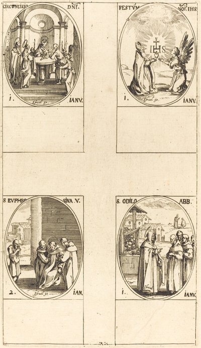 Körülmetélés; Krisztus neve ünnepe; St. Odilo; St. Euphrosyna alkotó: Jacques Callot