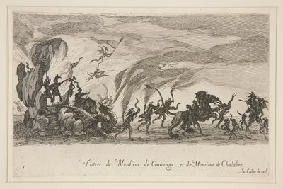 Harc? a sorompó, Monsieur de Couvonge és Monsieur de Chalabre bejárata alkotó: Jacques Callot