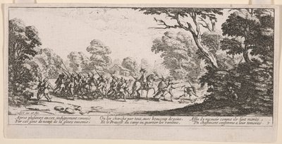 A gonosztevők felfedezése, illusztráció A háború nagy nyomorúságaiból alkotó: Jacques Callot