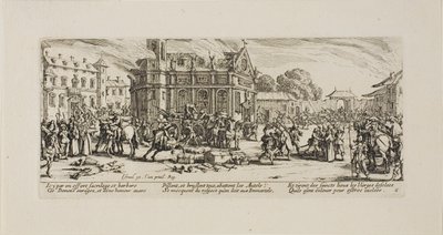Egy kolostor megsemmisítése, hatodik lemez a háború nyomorúságából alkotó: Jacques Callot