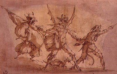 Ördög muskétások (toll és tinta papíron) alkotó: Jacques Callot
