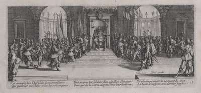 A jutalmak elosztása (Distribution des recompenses), a "The Miseries of War" című könyvből. alkotó: Jacques Callot