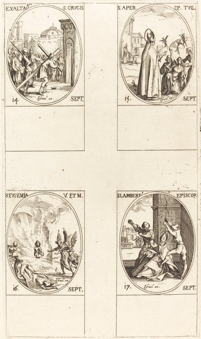 a Szent Kereszt felmagasztalása; St. Aper; Szent Eufémia; St. Lambert alkotó: Jacques Callot