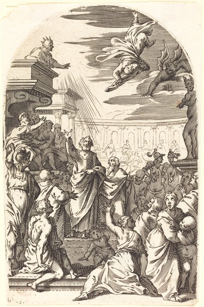 Simon varázsló bukása, 16081611. alkotó: Jacques Callot