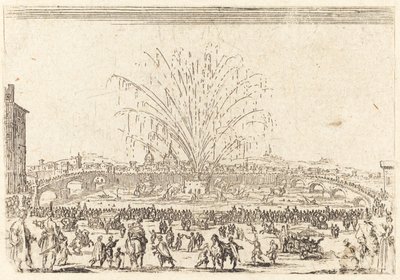 Tűzijáték az Arnón, Firenzében alkotó: Jacques Callot