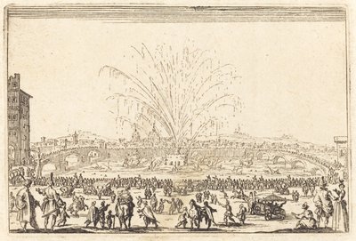 Tűzijáték az Arnón, Firenzében alkotó: Jacques Callot