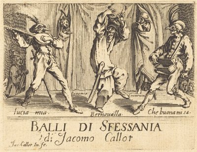 A "Balli di Sfessania" előlapja alkotó: Jacques Callot