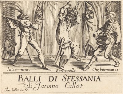 A "Balli di Sfessania" előlapja alkotó: Jacques Callot