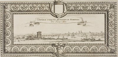 Frontispiece, a Firenzében tervezett különféle jelenetekből alkotó: Jacques Callot