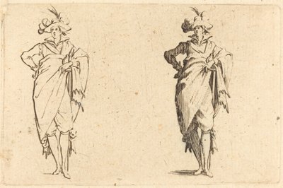 Gentleman elölről nézve csípőre tett kézzel alkotó: Jacques Callot