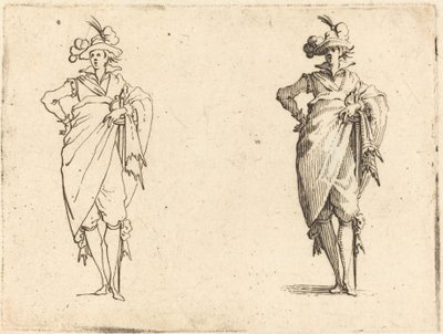 Gentleman elölről nézve csípőre tett kézzel alkotó: Jacques Callot