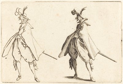 Úriember nagy köpenyben, elölnézet alkotó: Jacques Callot