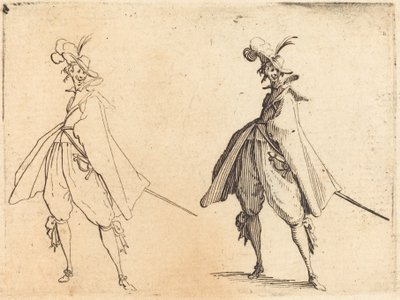 Úriember nagy köpenyben, elölnézet alkotó: Jacques Callot