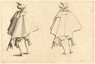 Nagy palástos úriember, hátulról nézve alkotó: Jacques Callot