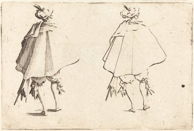 Nagy palástos úriember, hátulról nézve alkotó: Jacques Callot