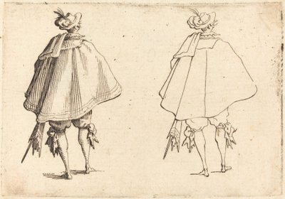 Gentleman in Large Mantle, Hátulról nézve, c. 1617. alkotó: Jacques Callot