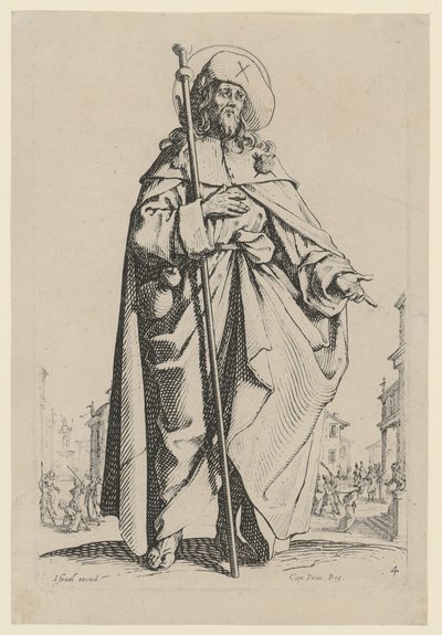 Idősebb Szent Jakab, a „Jézus, a tizenkét apostol és Mária” sorozat 7. lapja alkotó: Jacques Callot