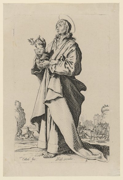 Szent János evangélista, a „Jézus, a tizenkét apostol és Mária” sorozat 8. lapja alkotó: Jacques Callot