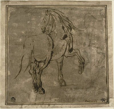 Ló, háromnegyed hátulról nézve alkotó: Jacques Callot