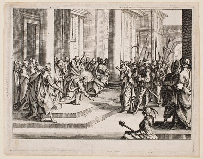Jézus és a házasságtörő asszony, az „Újszövetség” sorozatból alkotó: Jacques Callot