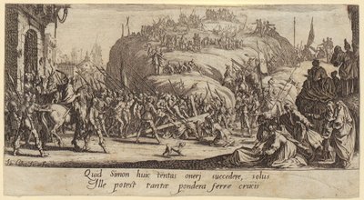 Kereszthordozás, „A nagy passió” sorozat 6. lapja alkotó: Jacques Callot