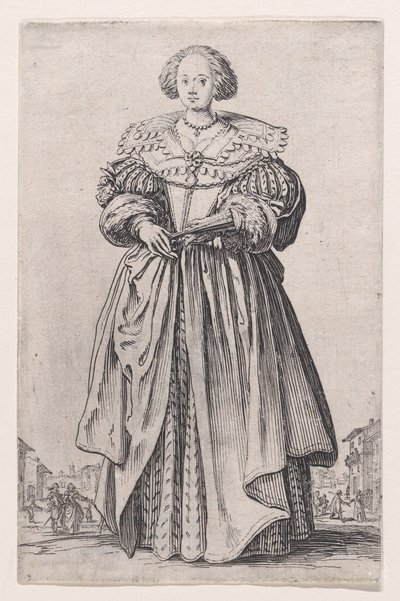 A legyezős hölgy, „A nemesség” című sorozatból alkotó: Jacques Callot