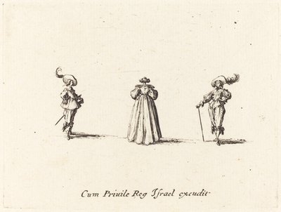 Hátulról látott hölgy és két úriember alkotó: Jacques Callot