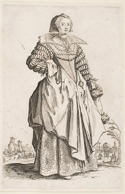 Hölgy széles gallérban, a „Lotharingiai nemesség” sorozatból alkotó: Jacques Callot