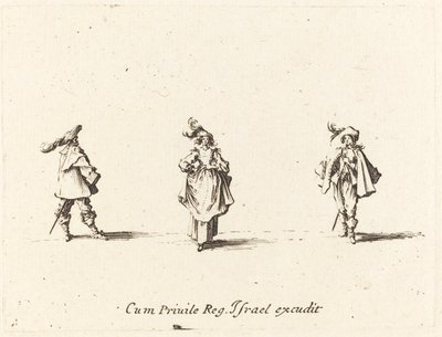 Tollas hölgy és két úriember alkotó: Jacques Callot