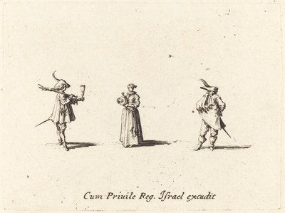 Hölgy borosüveggel és két úriember alkotó: Jacques Callot