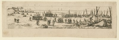 A csapatok partraszállása La Rochelle ostrománál, 1630 alkotó: Jacques Callot