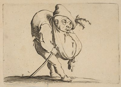 Le Bossu a La Canne A púpos bottal, Varie Figure Gobbiból, suite appelée..., 1616-22. alkotó: Jacques Callot
