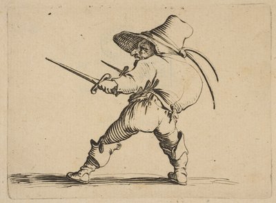 A párbajozó karddal és tőrrel, Varie..., 1616-22. alkotó: Jacques Callot