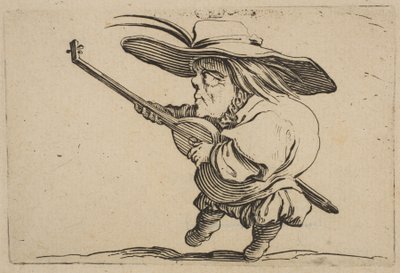 A lantjátékos, a Varie Figure Gobbi-tól, a Les B...-nek is nevezett szvit, 1616-22. alkotó: Jacques Callot