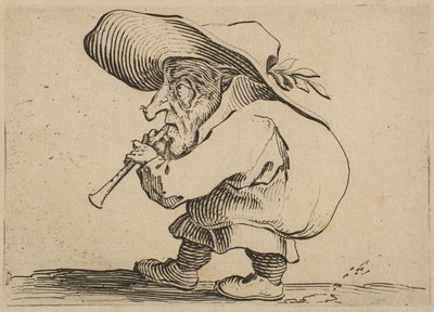 Le Joueur de Flageolet A Flageolet játékos, Varie Figure Gobbi, szvit a..., 1616-22. alkotó: Jacques Callot