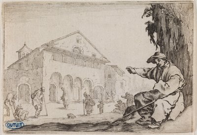 Szeszélyek, A menhely. Az 50, Nancyban metszett lapból álló sorozat harmincnyolcadik száma (Lieure 465, Meaume 843) alkotó: Jacques Callot