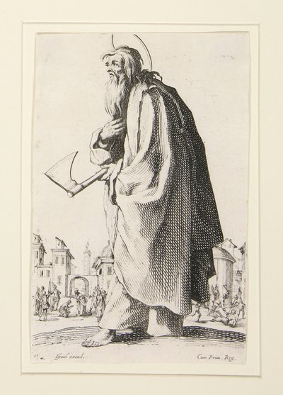 Állnak a nagy apostolok, akik a Megváltót, a Boldogságot és a Szent Mária apostolt képviselik alkotó: Jacques Callot