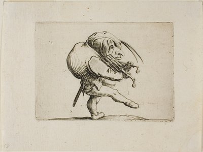 Grillezőn játszó férfi hegedűként, a Varie Figure Gobbitól alkotó: Jacques Callot