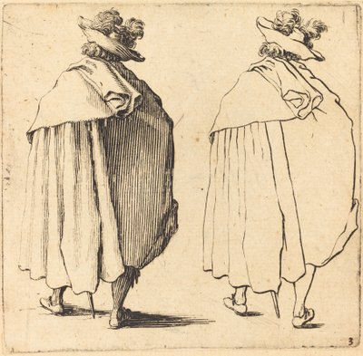 Férfi köpenyben, hátulról nézve alkotó: Jacques Callot