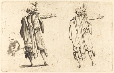 Férfi hátulról, kinyújtott jobb karjával alkotó: Jacques Callot