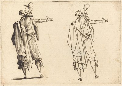 Férfi hátulról, kinyújtott jobb karjával alkotó: Jacques Callot