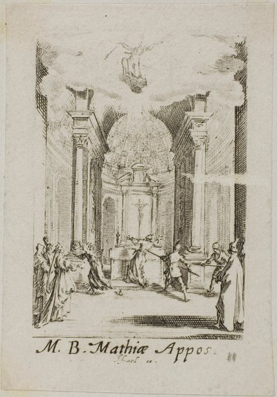 Szent Mátyás mártíromsága, tizenegyedik tábla az Apostolok mártíromsága című kötetből. alkotó: Jacques Callot