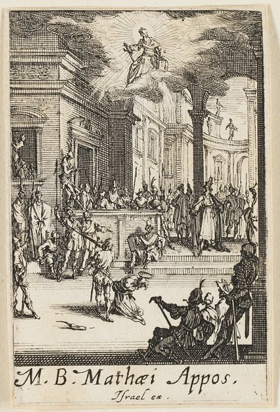 Szent Máté mártíromsága, tizenharmadik tábla az Apostolok mártíromsága című kötetből. alkotó: Jacques Callot