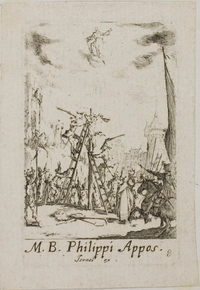 Szent Fülöp mártíromsága, nyolcadik tábla az Apostolok mártíromsága című kötetből. alkotó: Jacques Callot