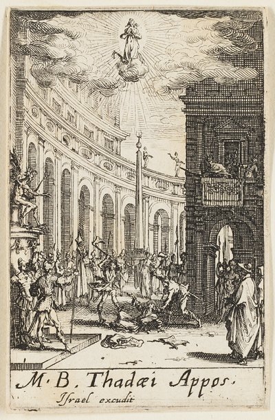 Szent Thaddeus mártíromsága, tizenkettedik tábla az Apostolok mártíromsága című kötetből. alkotó: Jacques Callot
