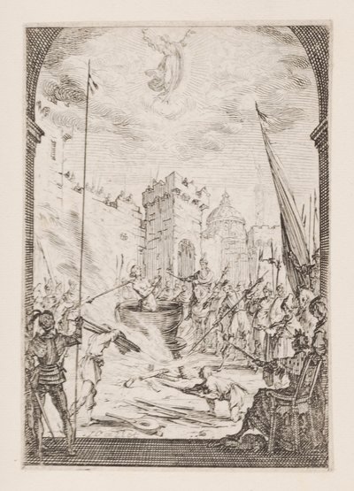 Szent János evangélista mártíromsága, sz. 2. Az apostolok vértanúságából alkotó: Jacques Callot