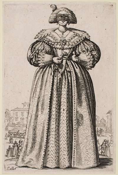 Álarcos hölgy, a „Lotharingiai nemesség” sorozatból alkotó: Jacques Callot