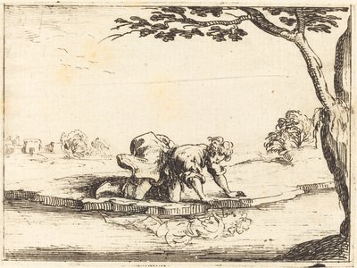 Nárcisz a vízben néz, 1628. alkotó: Jacques Callot