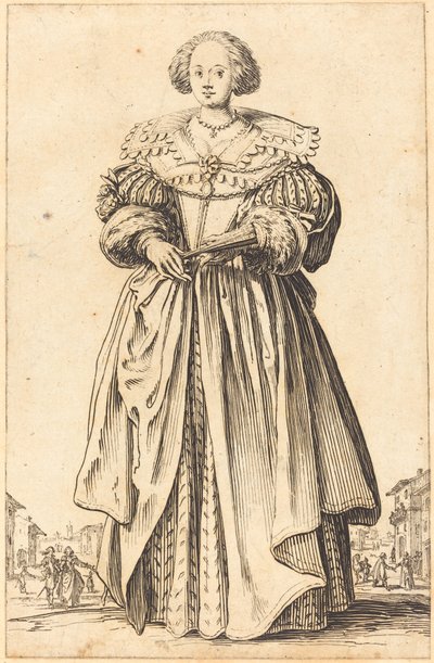 Nemes nő legyezővel alkotó: Jacques Callot